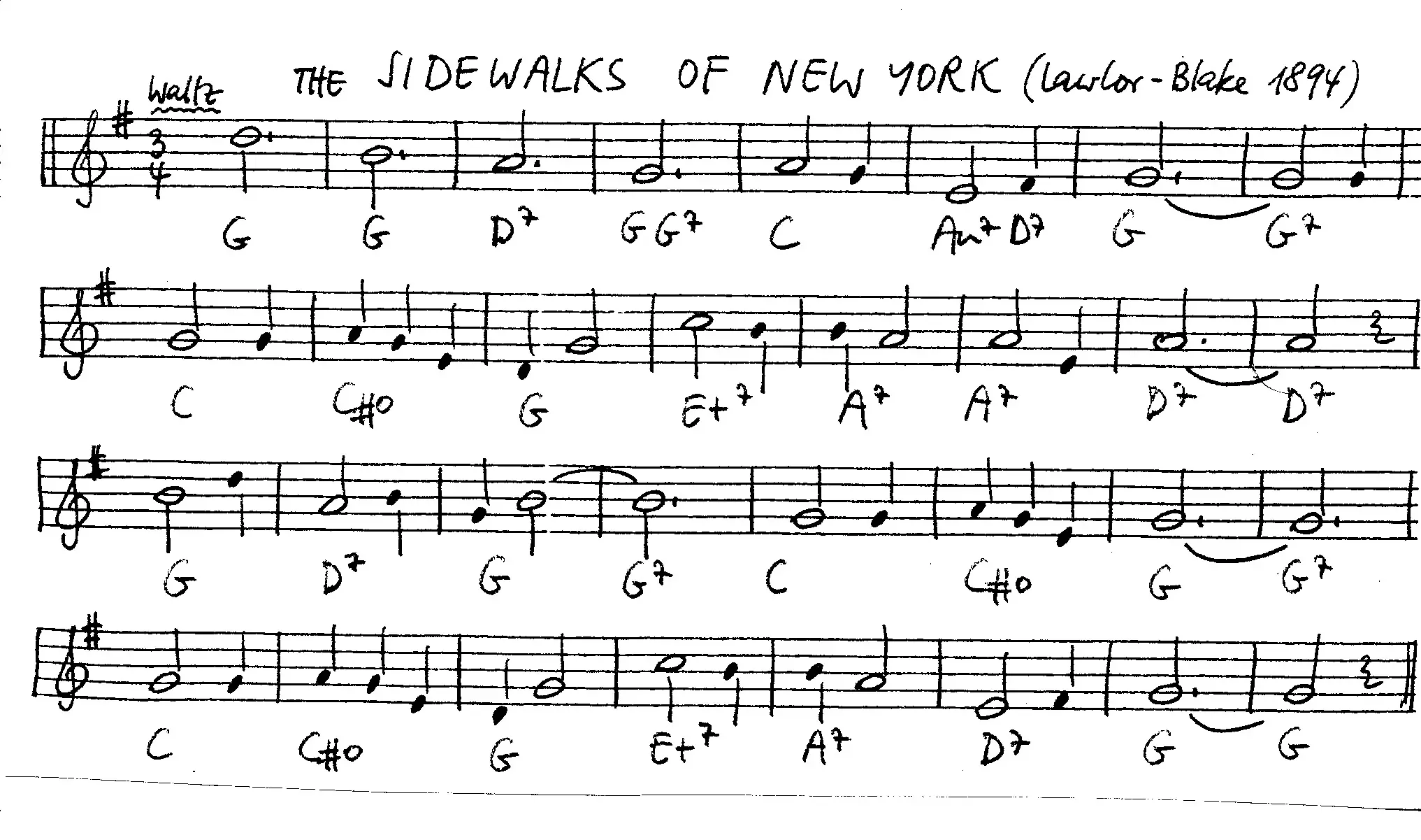 the sidewalks of new york free jazz leadsheet - Courtesy of the Jungle Jazz Band